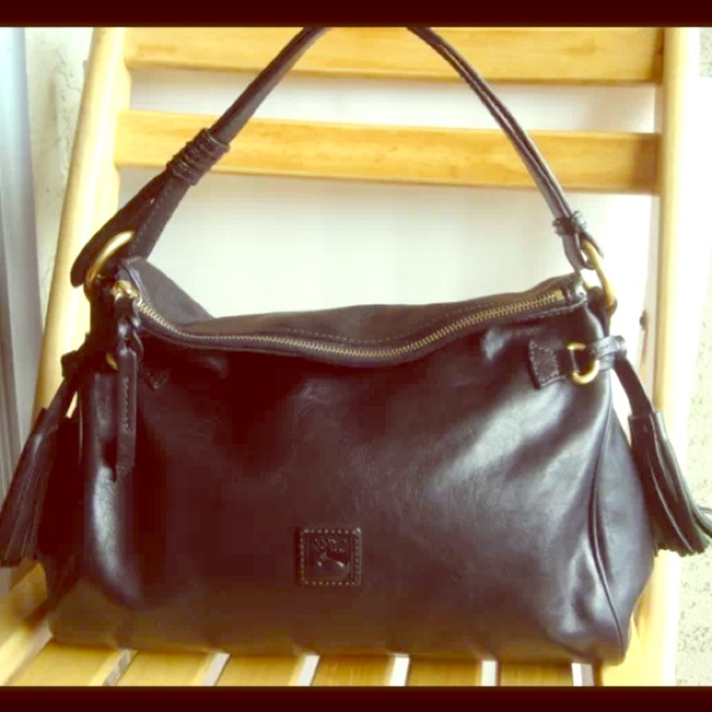 Classic Black Leather Shoulder Bag - Women's Handbag